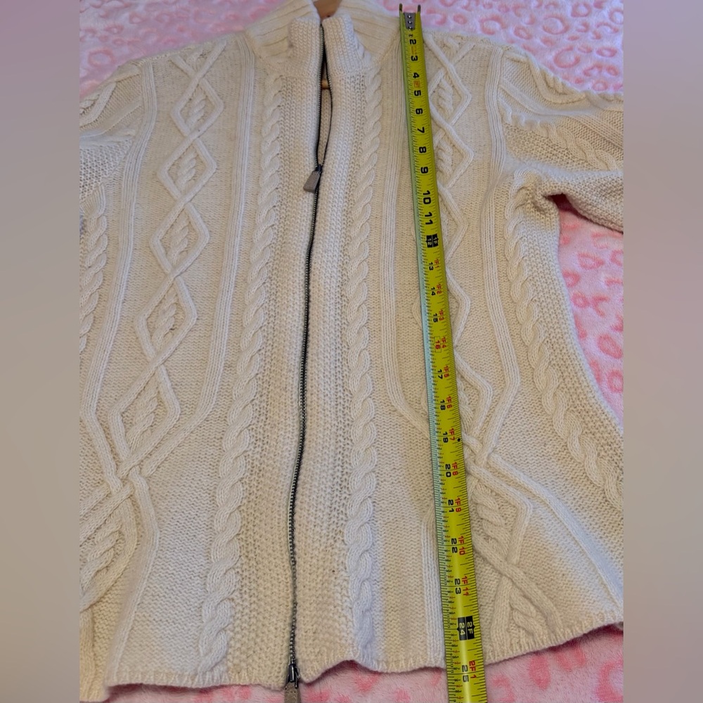 Ralph Lauren Lambs Wool Cream Cable Knit Sweater Cardigan Size: M - Picture 6 of 10
